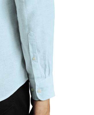 Men's Slim Fit Long Sleeve Linen Button-Front Shirt