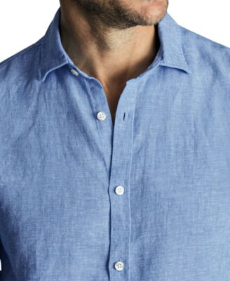 Men's Slim Fit Long Sleeve Linen Button-Front Shirt