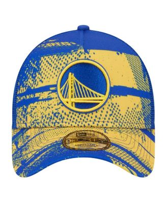 Men's Royal/Gold Golden State Warriors Tip Off A-Frame Trucker 9FORTY Adjustable Hat