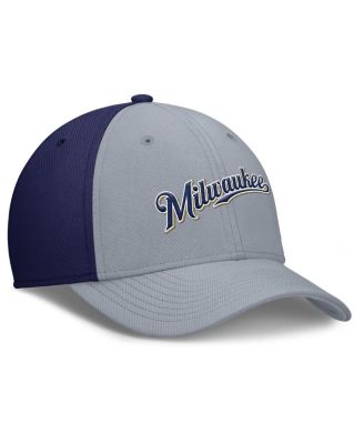 Men's Gray/Navy Milwaukee Brewers Rise Swoosh Performance Flex Hat