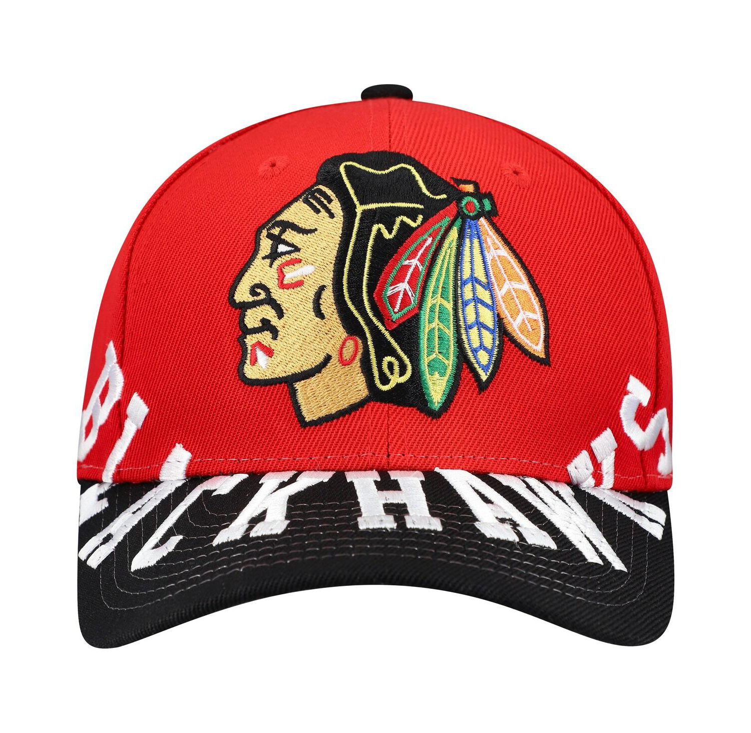 Men's Red/Black Chicago Blackhawks Underarch Two-Tone Pro Crown Snapback Hat