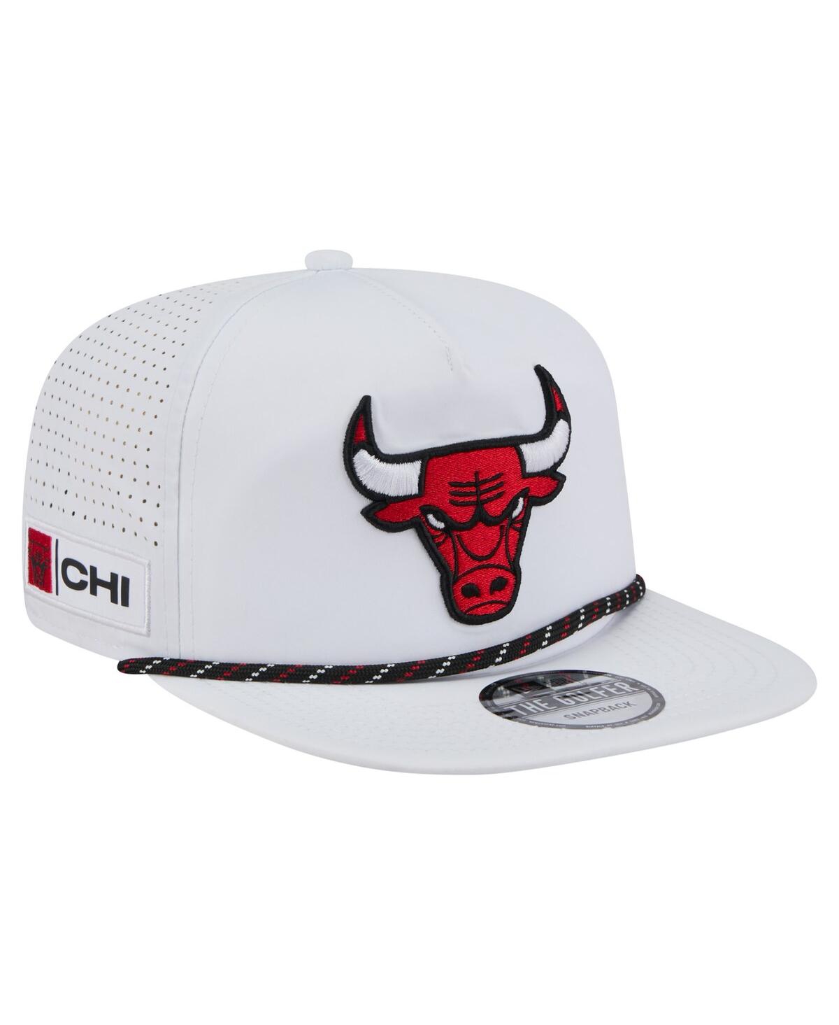 NEW ERA MEN'S WHITE CHICAGO BULLS PERFORMANCE ROPE GOLFER ADJUSTABLE HAT 