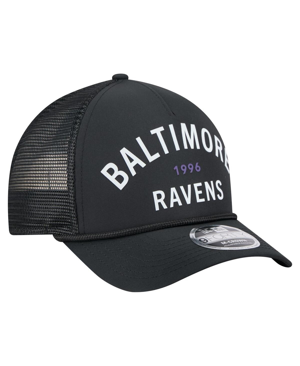 New Era Men's Black Baltimore Ravens Active Minimalist M-crown A-frame 9forty Adjustable Hat