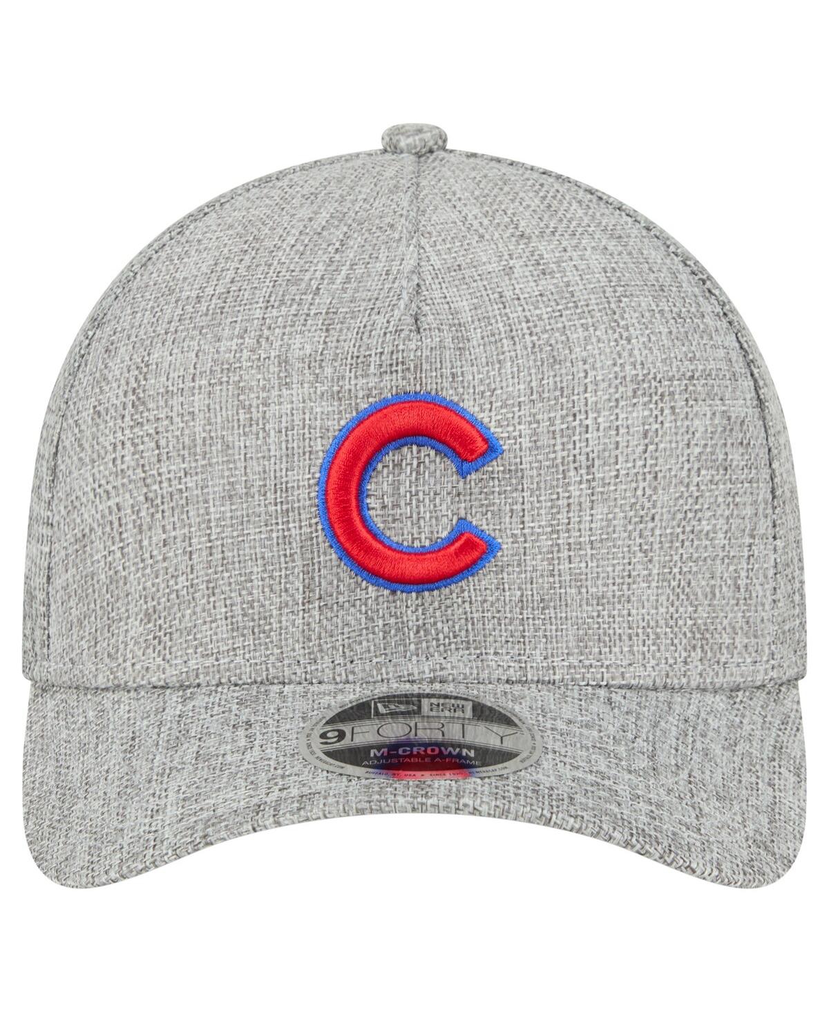 NEW ERA MEN'S GRAY CHICAGO CUBS COTTON WEAVE M-CROWN A-FRAME 9FORTY ADJUSTABLE HAT 