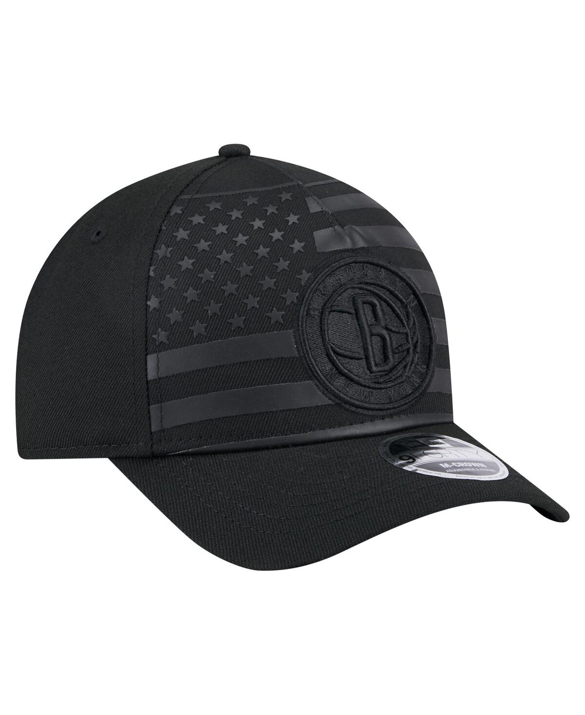 New Era Men's Black Brooklyn Nets Game Day Flag A-frame 9forty Adjustable Hat