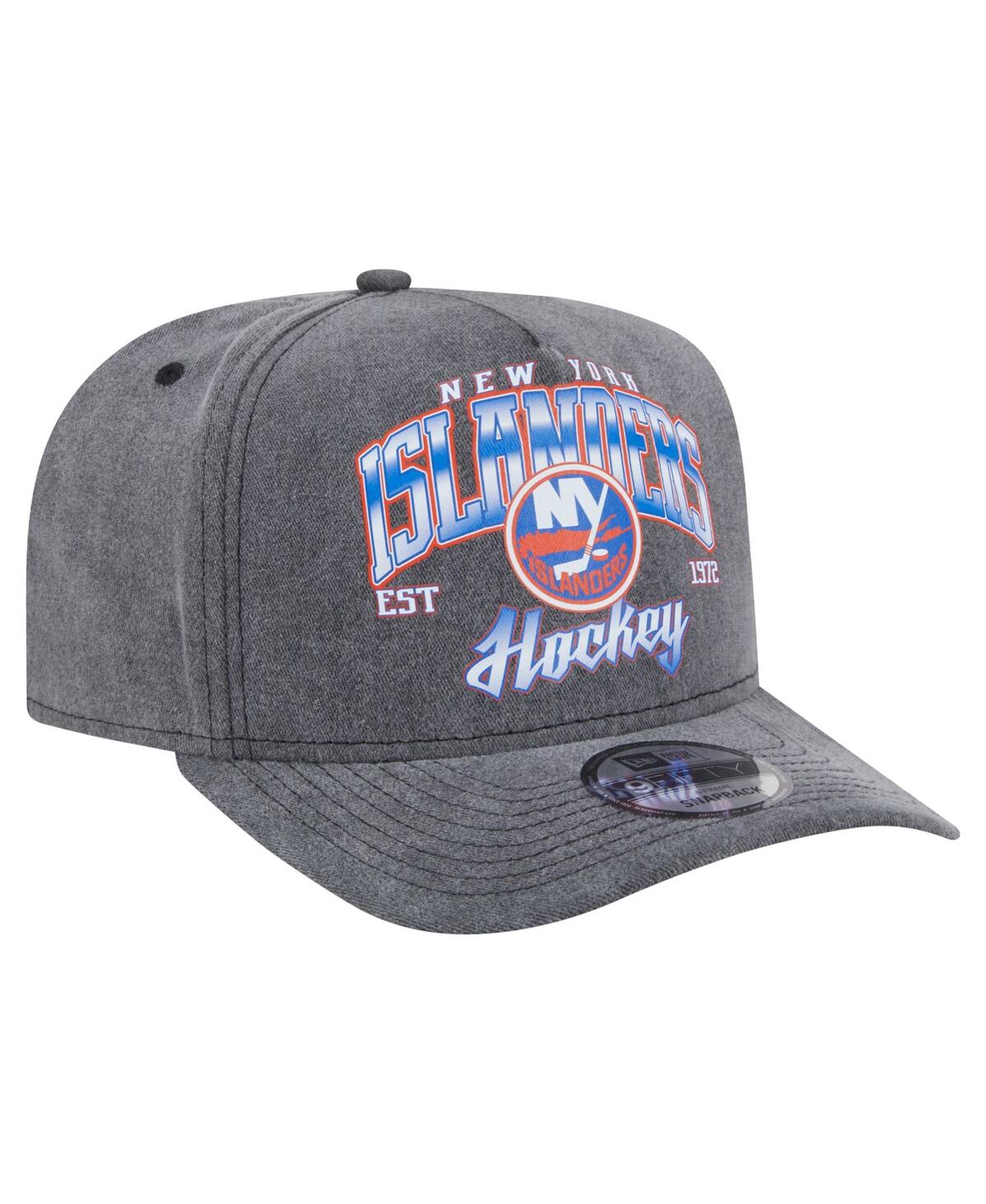 New Era Men's Charcoal New York Islanders Throwback Washed A-frame Pre-curved 9fifty Snapback Hat