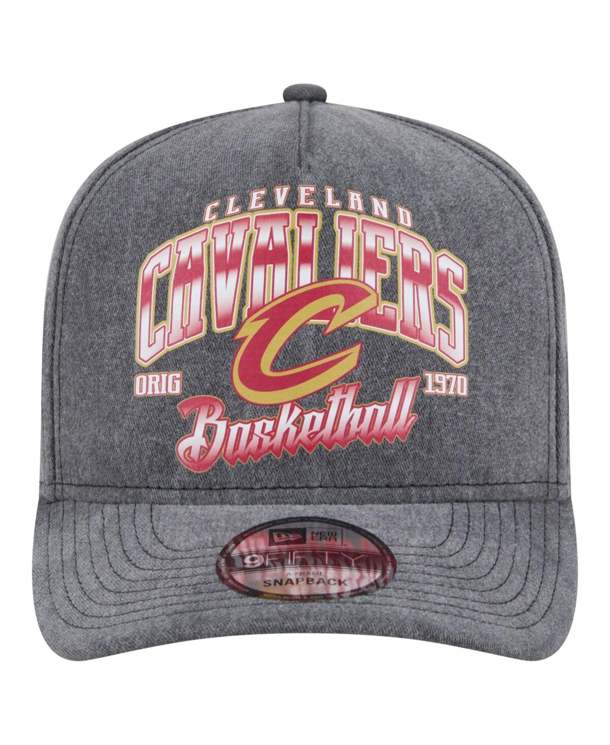 NEW ERA MEN'S CHARCOAL CLEVELAND CAVALIERS THROWBACK WASHED PRE-CURVED 9FIFTY SNAPBACK HAT 