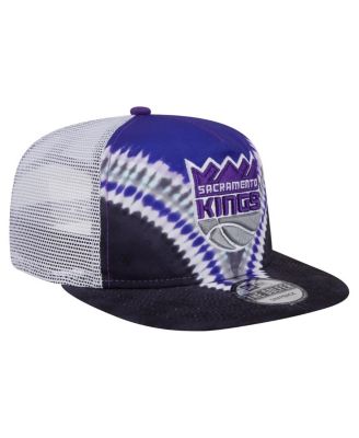 Men's Black/Purple Sacramento Kings Throwback Dye Golfer Snapback Hat