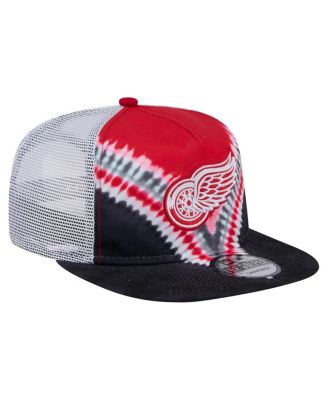 Men's Black/Red Detroit Red Wings Throwback V-Dye Adjustable Golfer Hat