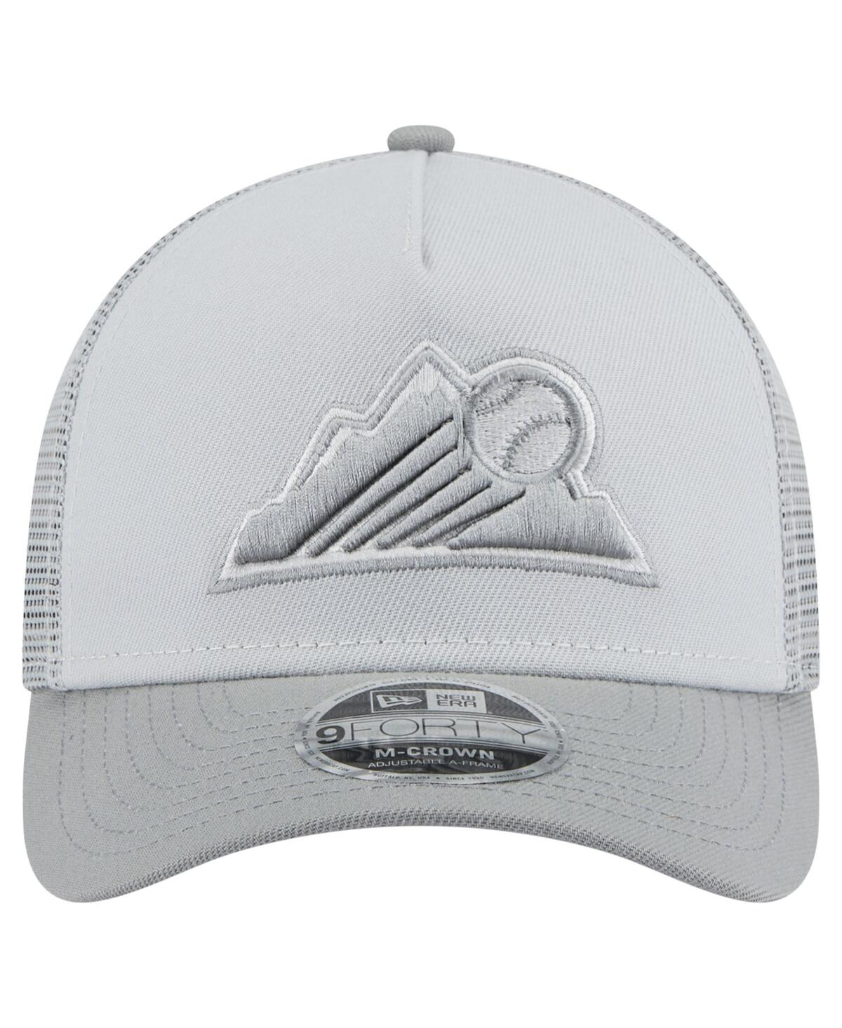 NEW ERA MEN'S GRAY COLORADO ROCKIES COLOR PACK A-FRAME 9FORTY TRUCKER ADJUSTABLE HAT 