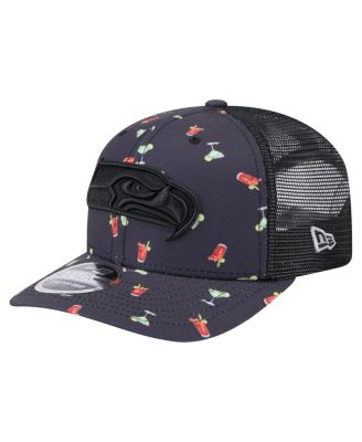 New Era - Men's Navy/Black Seattle Seahawks Adventure Drinks Pattern 9SEVENTY Stretch snap Hat