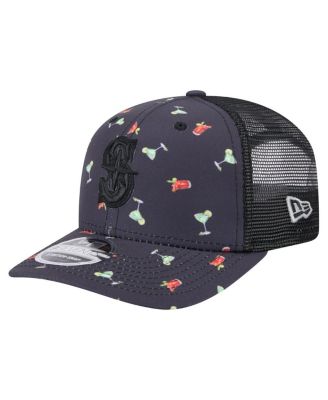 New Era - Men's Black Seattle Mariners Adventure Drinks Pattern 9SEVENTY Stretch-Snap Hat
