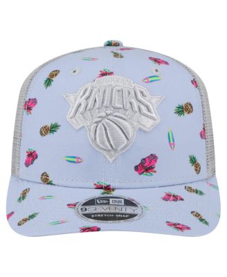 Men's Light Blue/Gray New York Knicks Adventure Aloha Pattern 9SEVENTY Stretch-Snap Hat