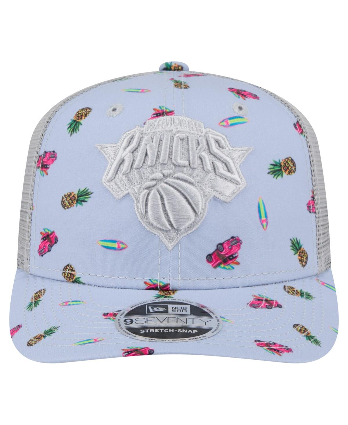 New Era Men's Light Blue/gray New York Knicks Adventure Aloha Pattern 9seventy Stretch-snap Hat