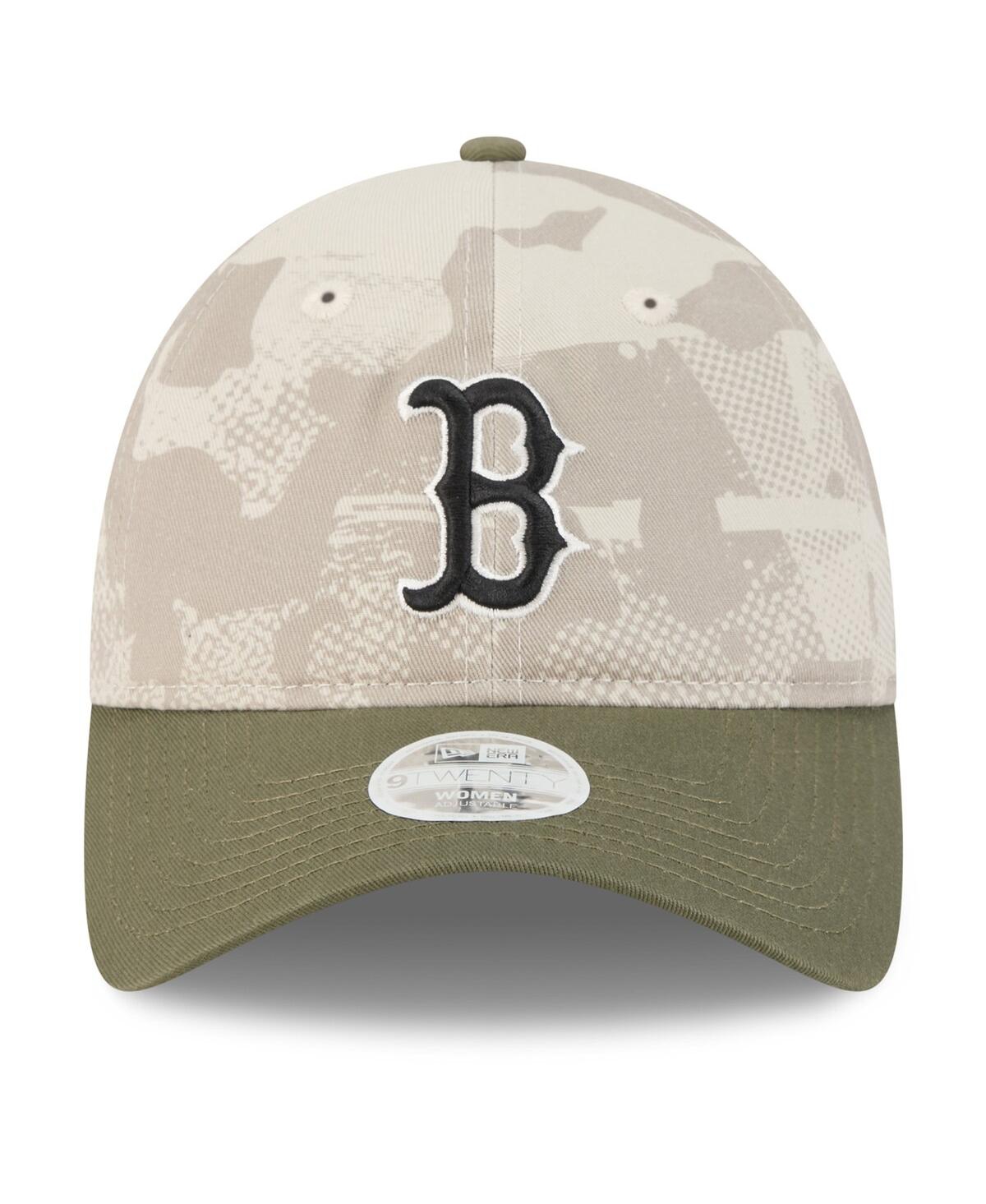 New Era Women's Light Beige/olive Boston Red Sox 2025 Armed Forces Day 9twenty Adjustable Hat