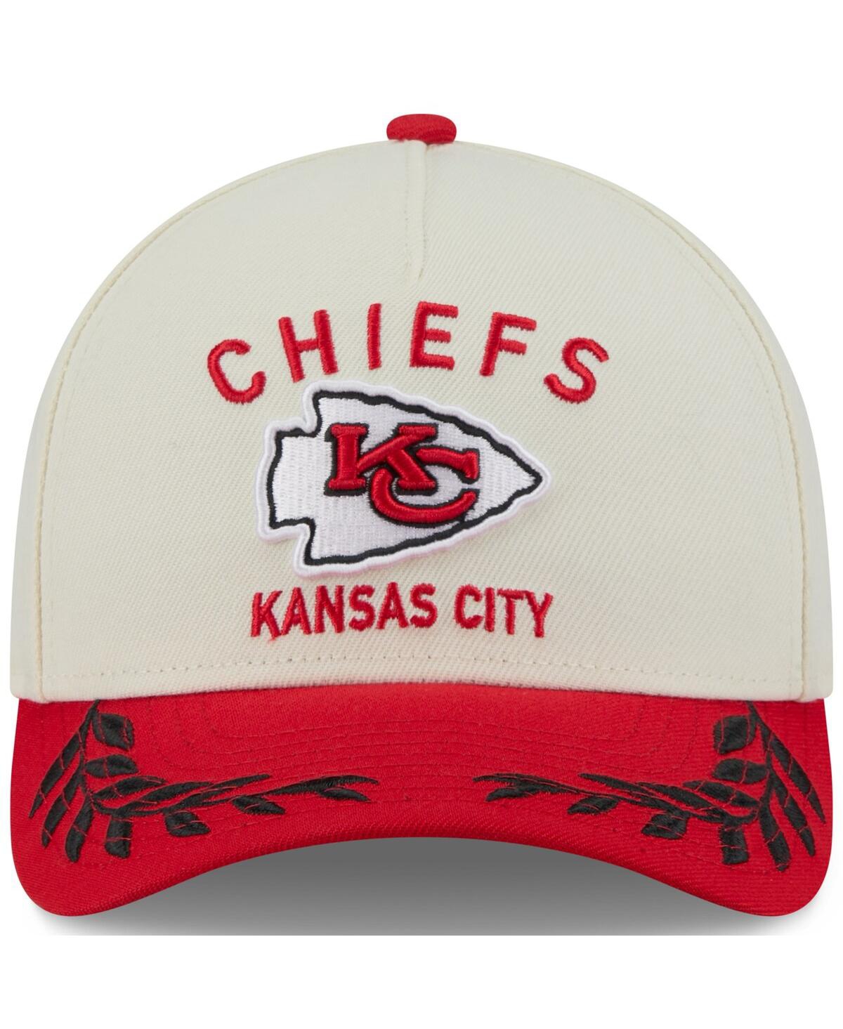NEW ERA MEN'S CREAM/RED KANSAS CITY CHIEFS 2025 NFL DRAFT 9FORTY A-FRAME M-CROWN ADJUSTABLE HAT 
