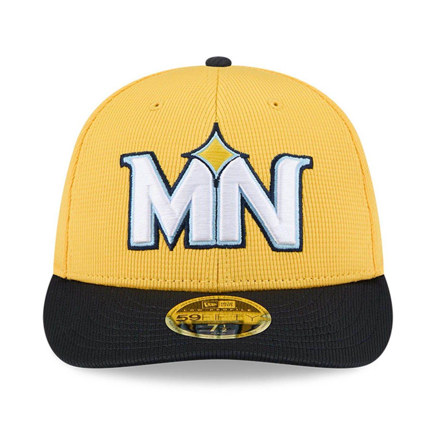 Мужская кепка New Era Yellow/Black Minnesota Twins City Connect Batting Practice Low Profile 59FIFTY Fitted Hat — фото 2