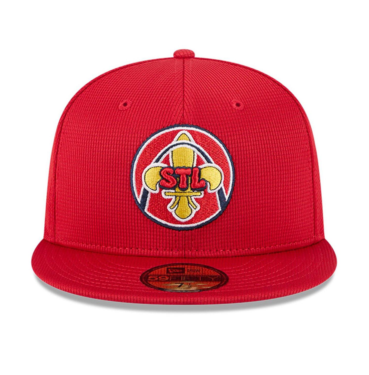 Мужская кепка New Era Red St. Louis Cardinals City Connect Batting Practice 59FIFTY Fitted Hat — фото 2