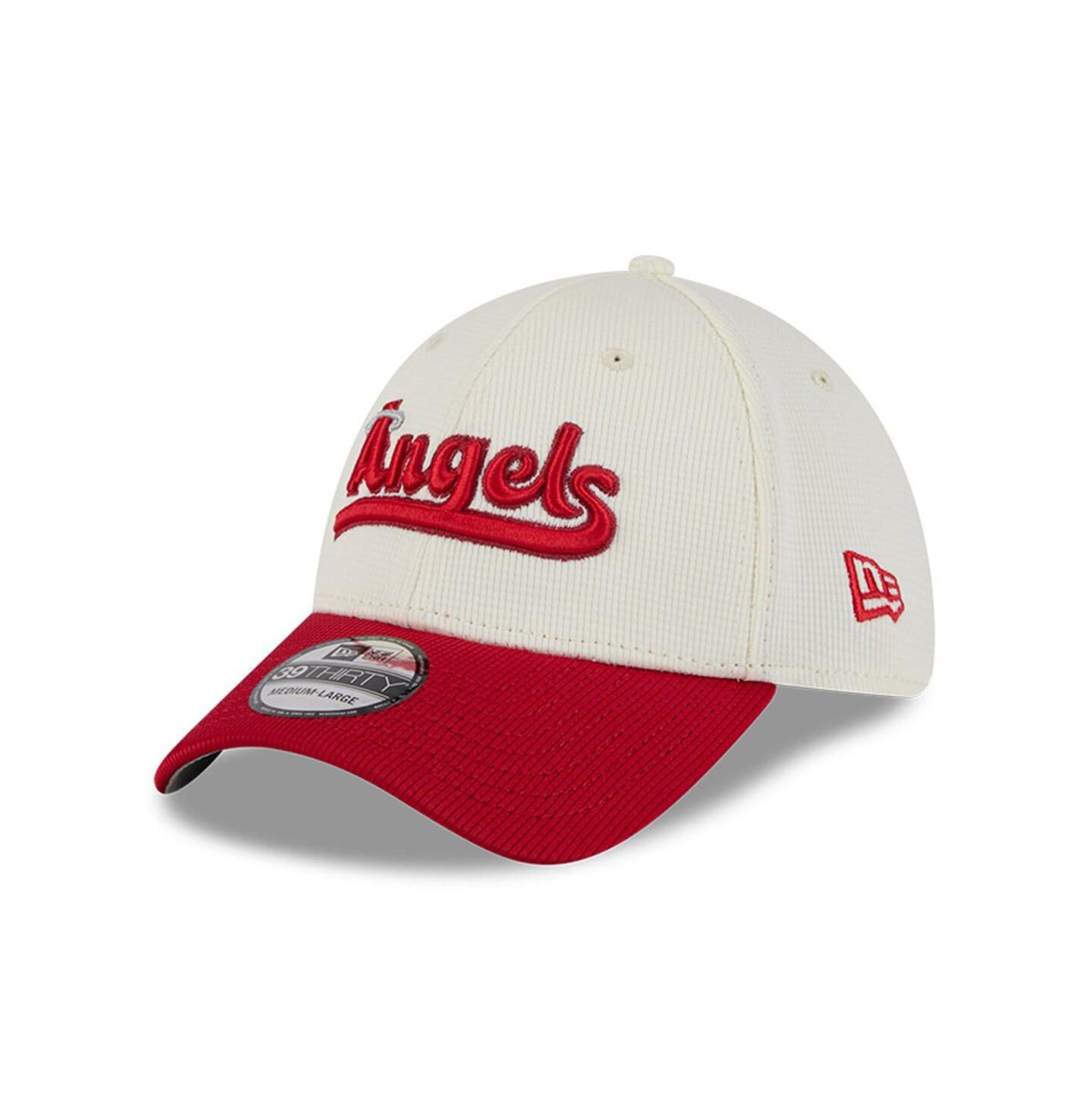 Мужская кепка New Era Cream/Red Los Angeles Angels City Connect Batting Practice 39THIRTY Flex Hat — фото 1