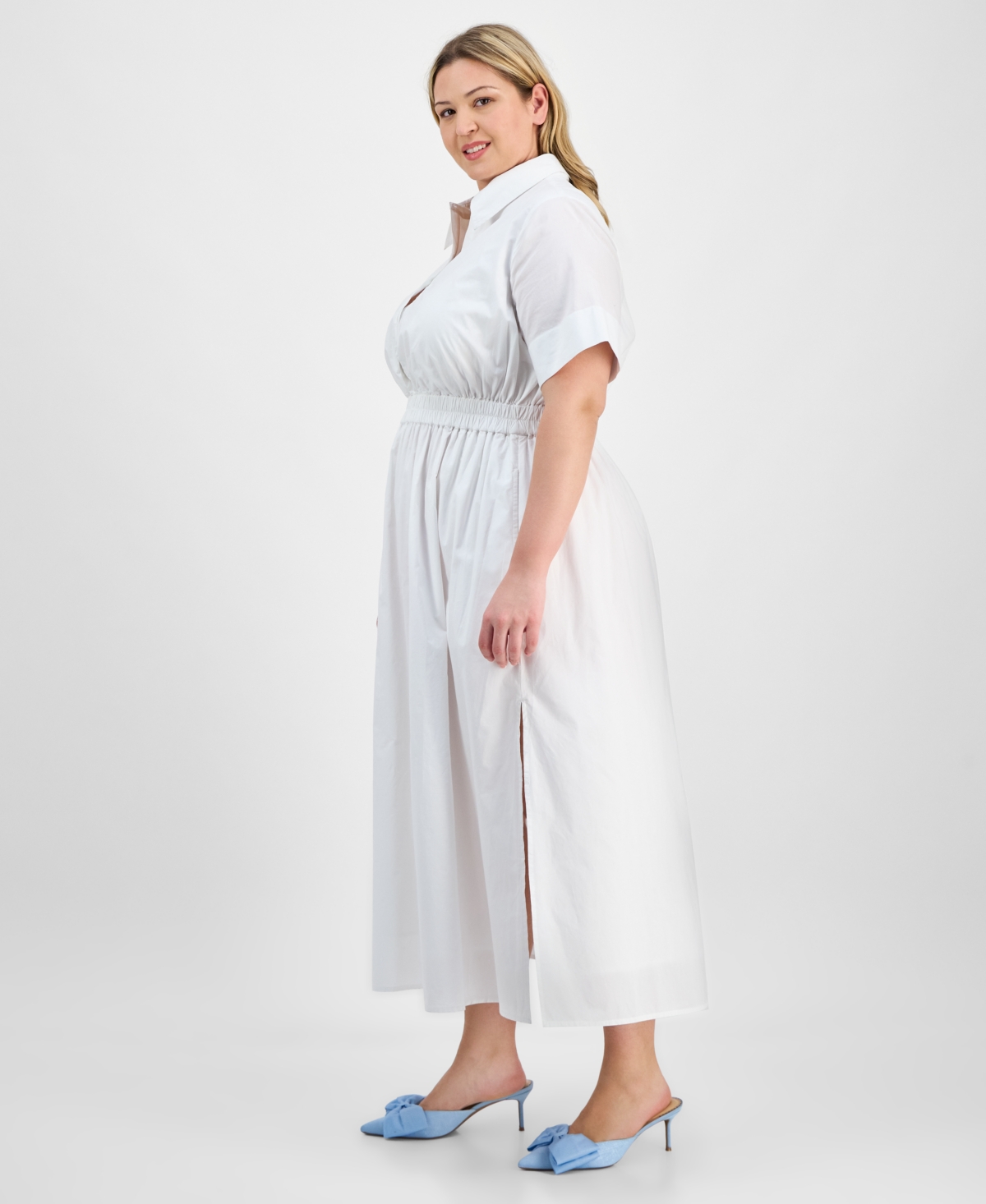On 34th Trendy Plus Size Short-sleeve Popover Shirtdress, Exclusively At Macy's