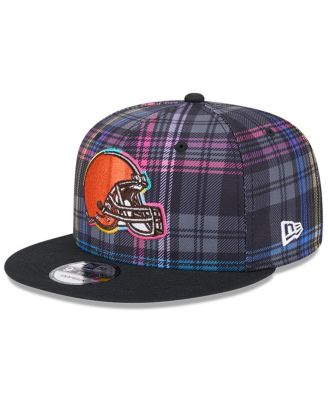 Men's Black Cleveland Browns 2024 NFL Crucial Catch Plaid 9FIFTY Snapback Hat