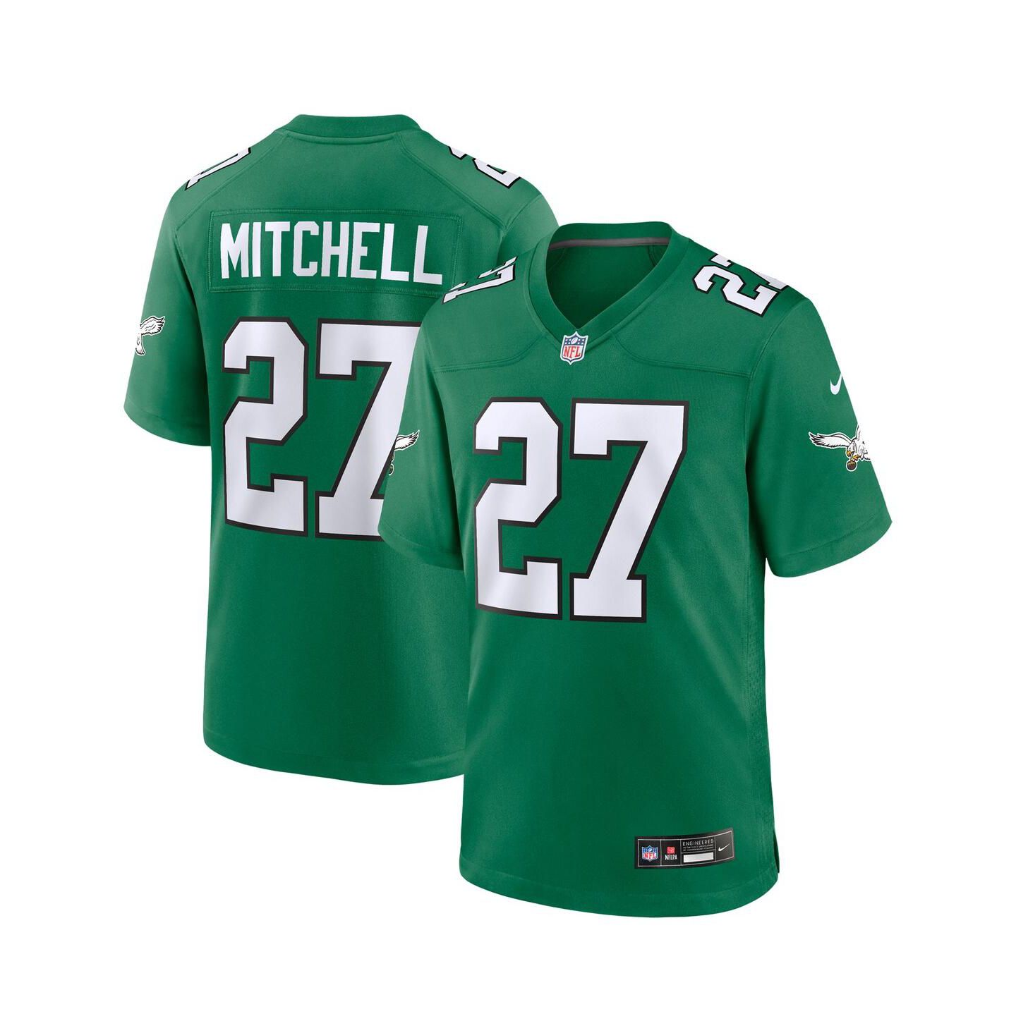 Мужской топ Nike Quinyon Mitchell Kelly Green Philadelphia Eagles Alternate Game Jersey — фото 1