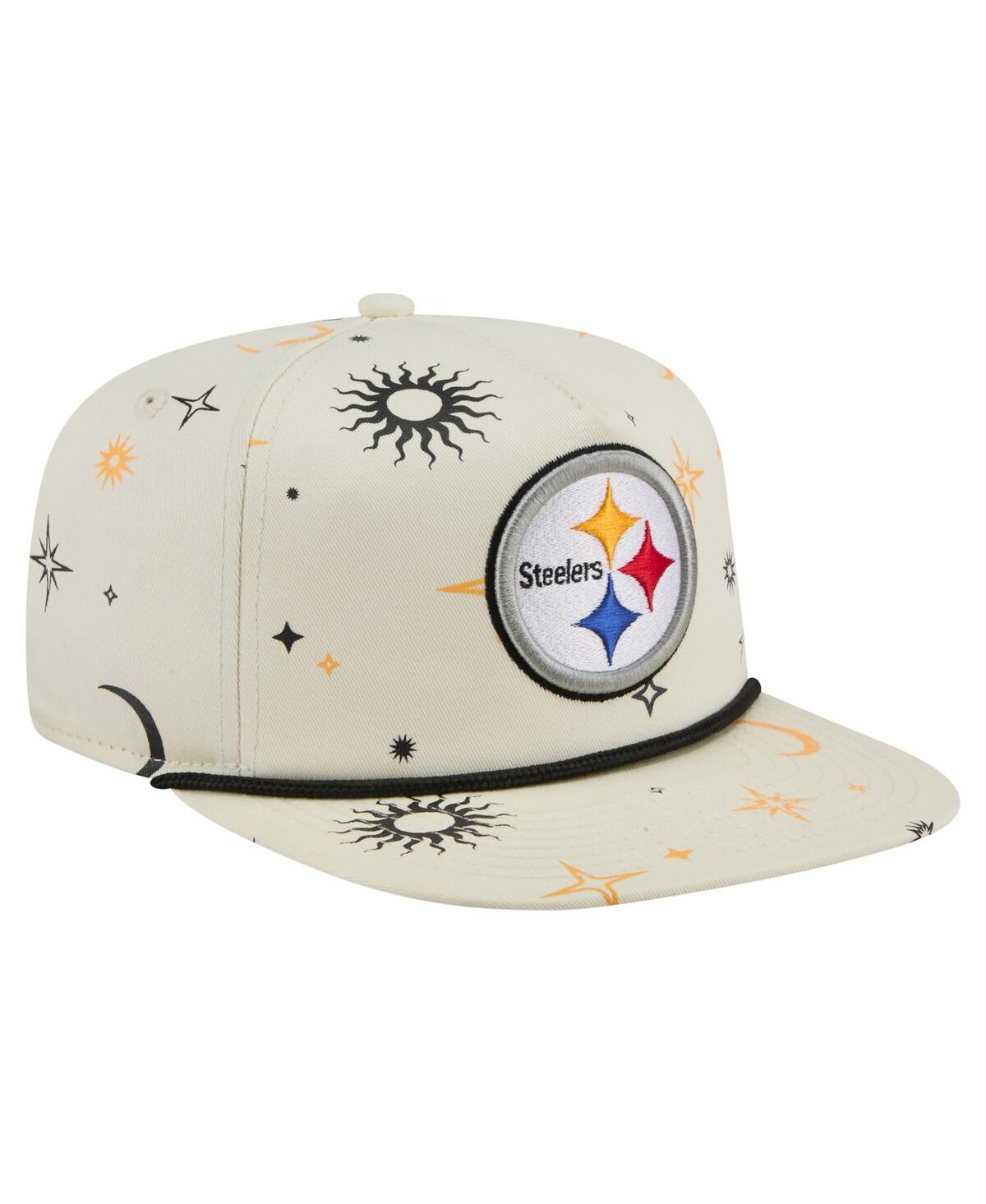 NEW ERA MEN'S CREAM PITTSBURGH STEELERS CELESTIAL GOLFER ADJUSTABLE HAT 