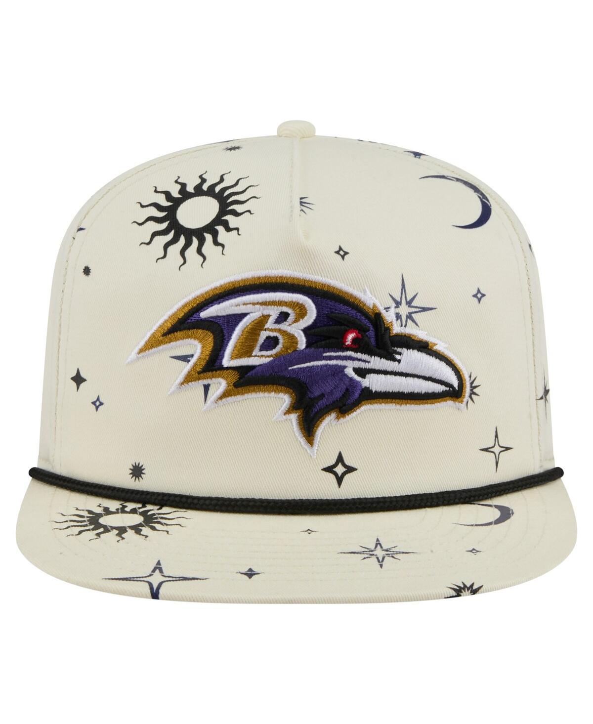 NEW ERA MEN'S CREAM BALTIMORE RAVENS CELESTIAL GOLFER ADJUSTABLE HAT 