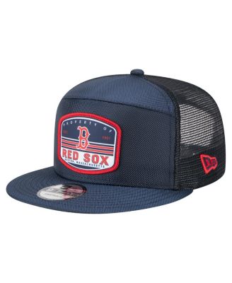 New Era - Men's Navy Boston Red Sox Split Panel 9FIFTY Trucker Snapback Hat