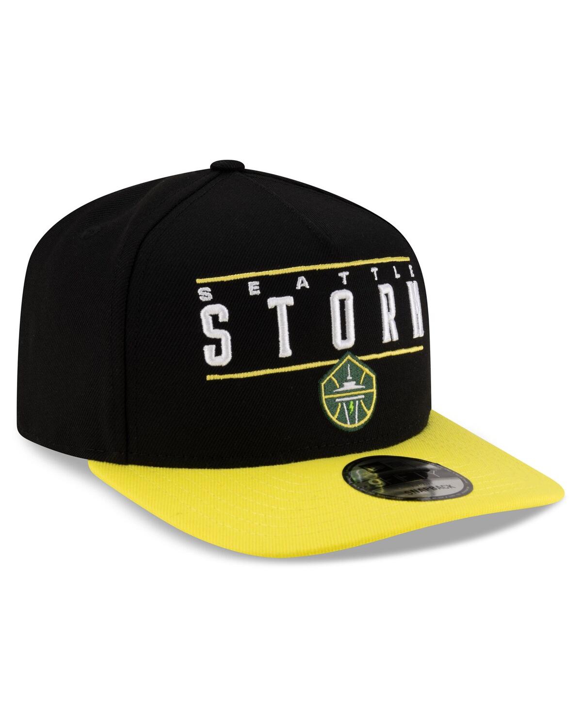 New Era Men's And Women's Black/yellow Seattle Storm 2025 Wnba Draft A-frame 9fifty Snapback Hat