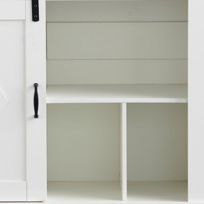 Streamdale Sliding Barn Door Sideboard Cabinet with Storage and Drawers (White and Walnut)