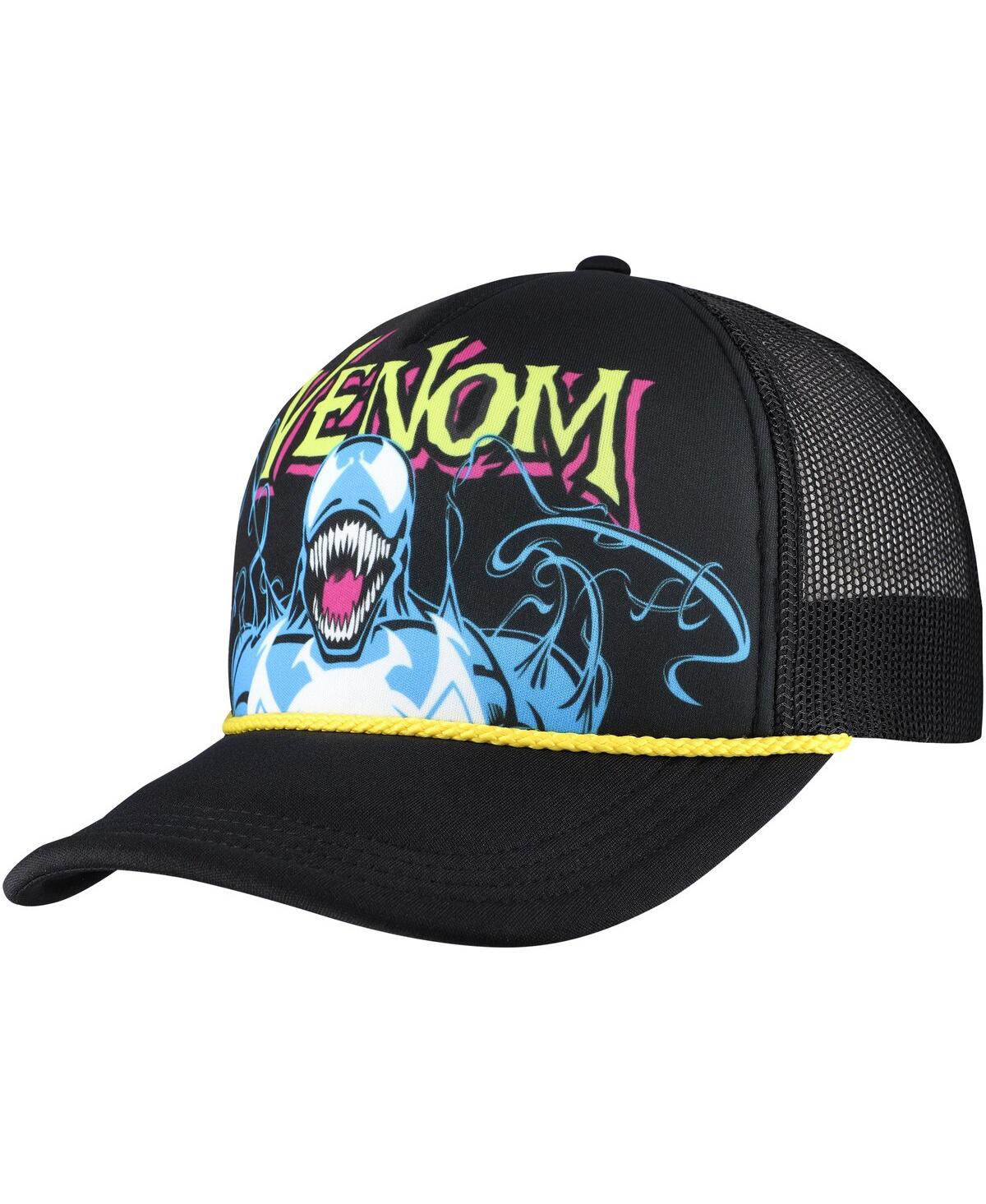 Men's Black Venom Big Front Adjustable Trucker Hat - Black
