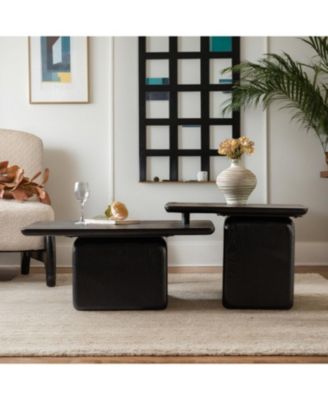 Streamdale Set of 2 Vintage Coffee Tables with Wood Grain Finish, Rectangular Accent Tables