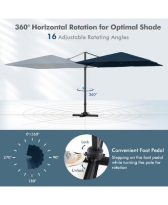 9.5 Feet Square Patio Cantilever Umbrella with 360° Rotation
