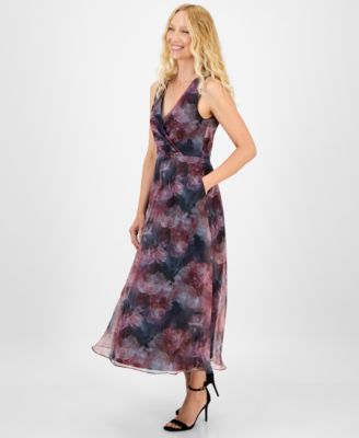 Women's Printed V-Neck Sleeveless Gown 