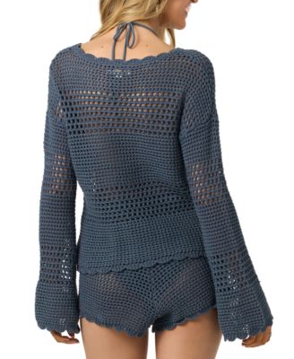 Juniors' Consuelo Crochet Bell-Sleeve Top