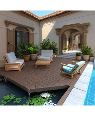 Streamdale 12" Patio Deck Tiles, DIY Interlocking, Indoor/Outdoor, Easy Install, 44pcs Red Brown