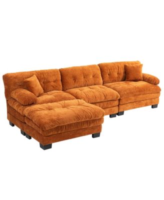 Streamdale L-Shaped Sectional Sofa Sleeper Couch - Orange