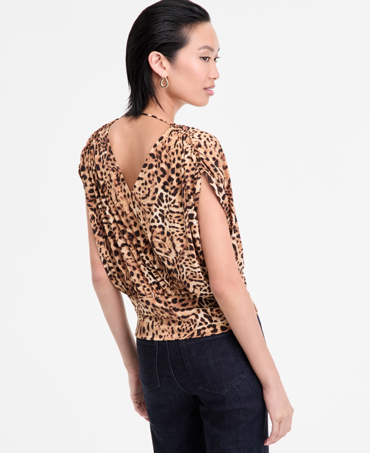 Inc International Concepts Women's Surplice V-neck Top, Exclusively At Macy's In Animal Print