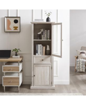 Tall Storage Cabinet with Glass Door and Shelves for Home or Office