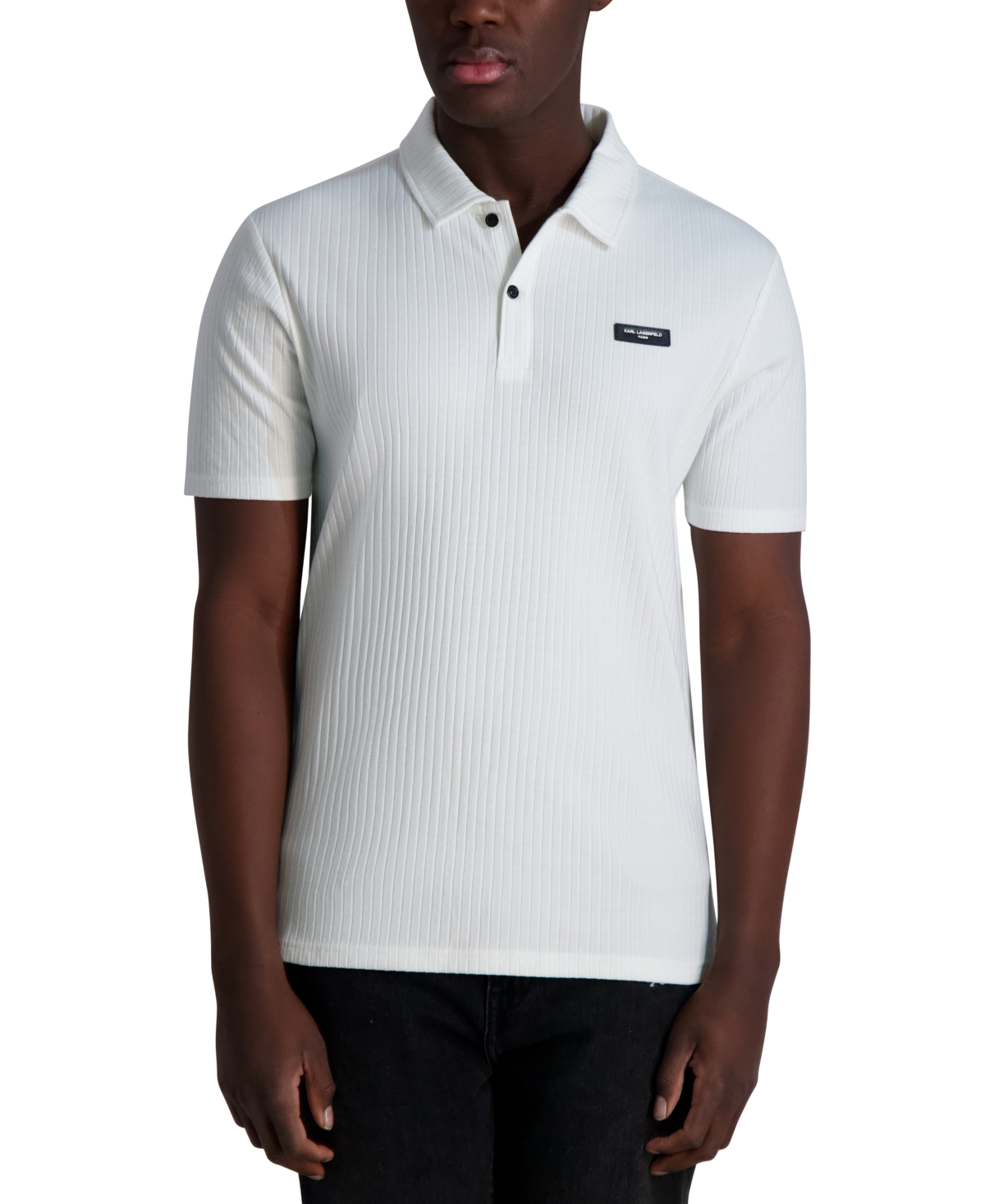 Men's Short Sleeve Ribbed Polo Shirt - Natural