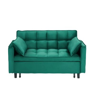 Streamdale 55 "green velvet sofa, elegant with convenient pockets, clever interpretation of the three-in-one conversion art