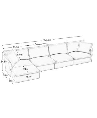 Streamdale 4-Seat L-Shape Sectional Sofa with Armrests, Pillows, and Chenille Fabric