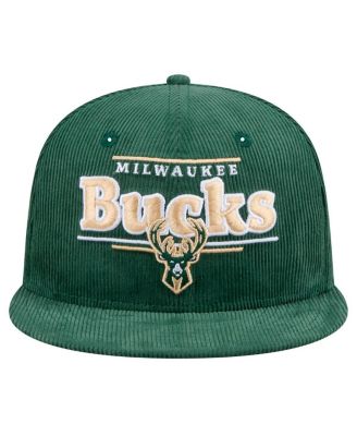 Men's Hunter Green Milwaukee Bucks Throwback Display Corduroy 9FIFTY Snapback Hat
