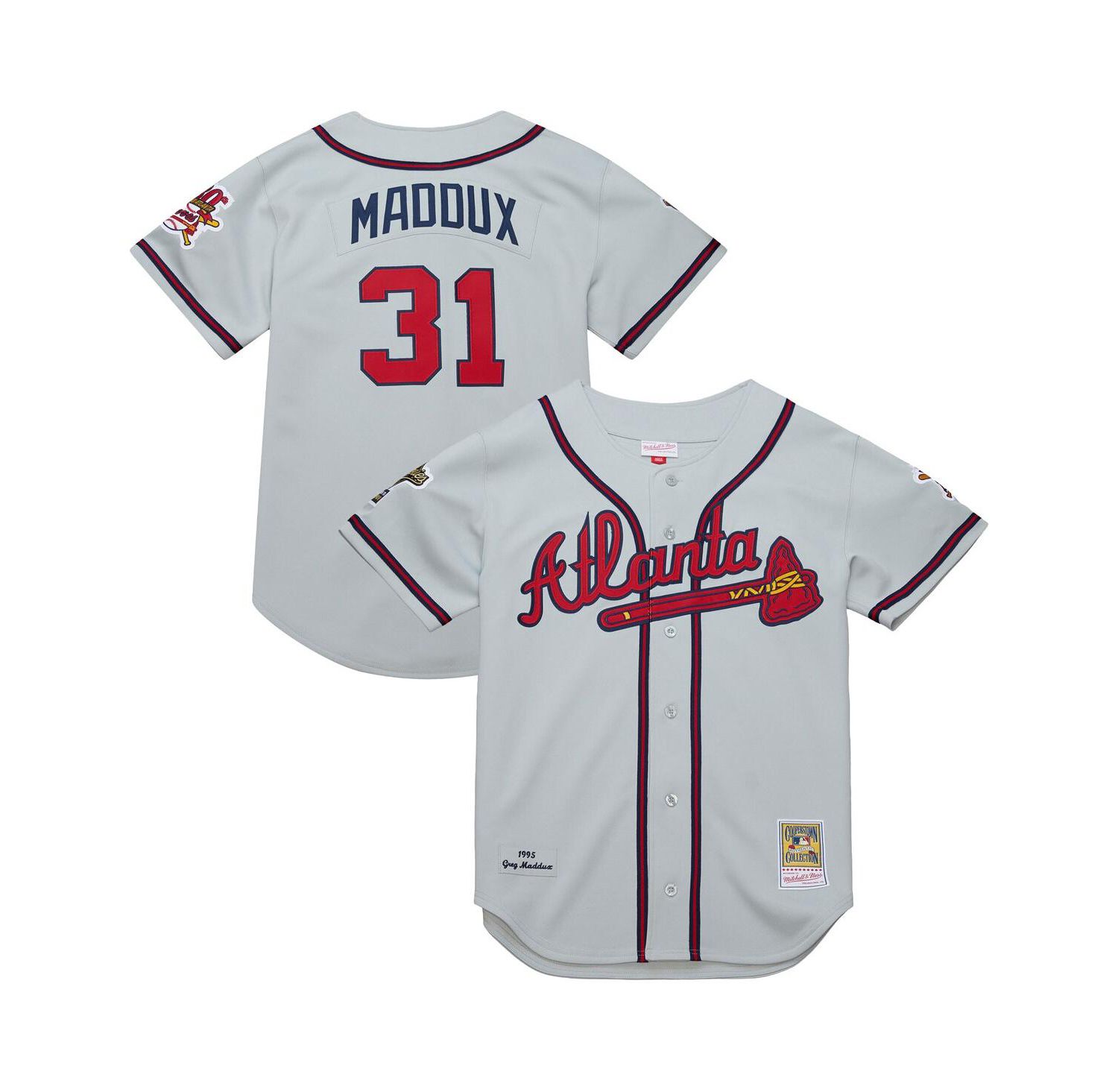 Men's Greg Maddux Gray Atlanta Braves 1995 Throwback Authentic Jersey