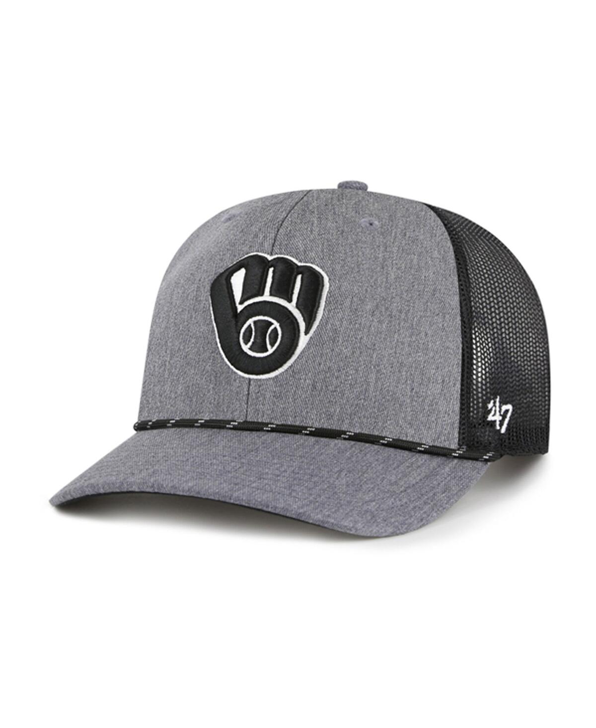 '47 Brand Men's Charcoal Milwaukee Brewers Carbon Rope Trucker Adjustable Hat