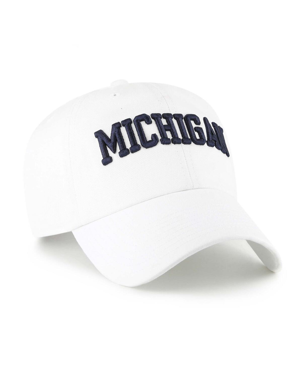 47 Brand Men's White Michigan Wolverines Clean Up Adjustable Hat