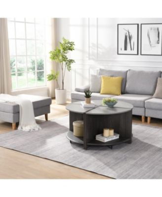 Streamdale 4 Piece of Industrial Round Coffee Table,Sturdy and Easy Assembly, 2-Tier with Storage for Living Room, Garden, gray