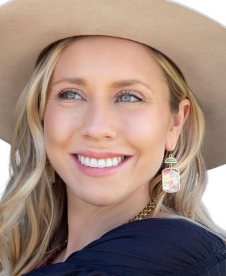 Scenic Floral Blue Turquoise Golden Earrings