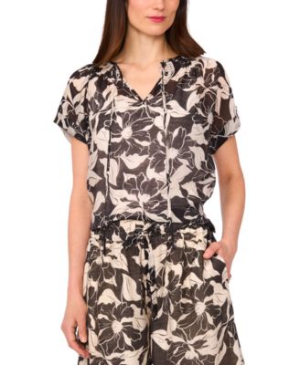 Vince Camuto - Women's Shirred-Neck Peasant Blouse